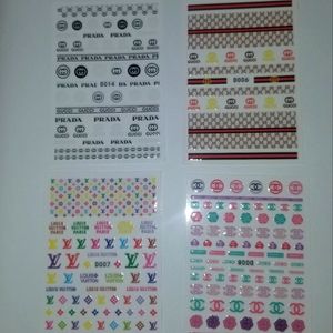 2 for $20- 4 Small Sheets of Fashion Logos Nail Art Stickers. Set 3